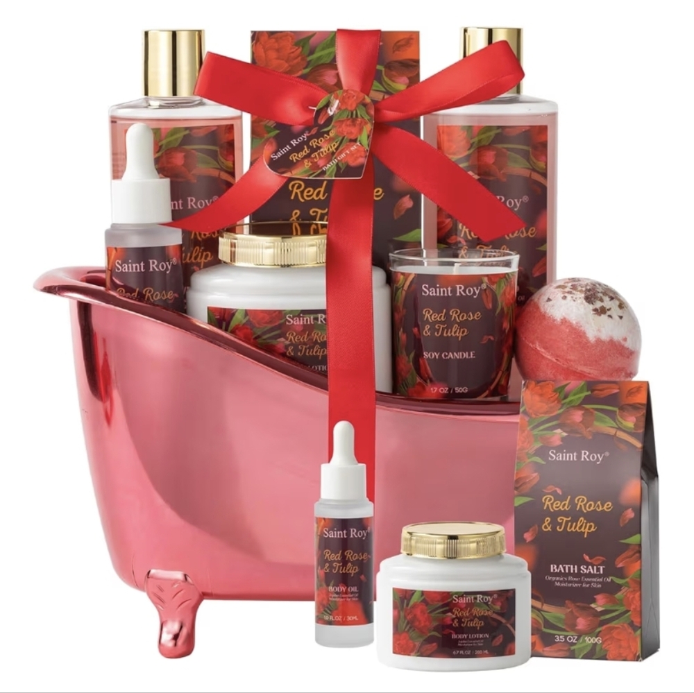 Red Rose & Tulip Bath Valentine Gift Set